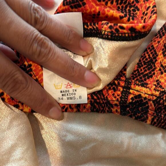 Nike orange black cutout snake print swimsuit swim meet PE class classic style - Picture 11 of 12